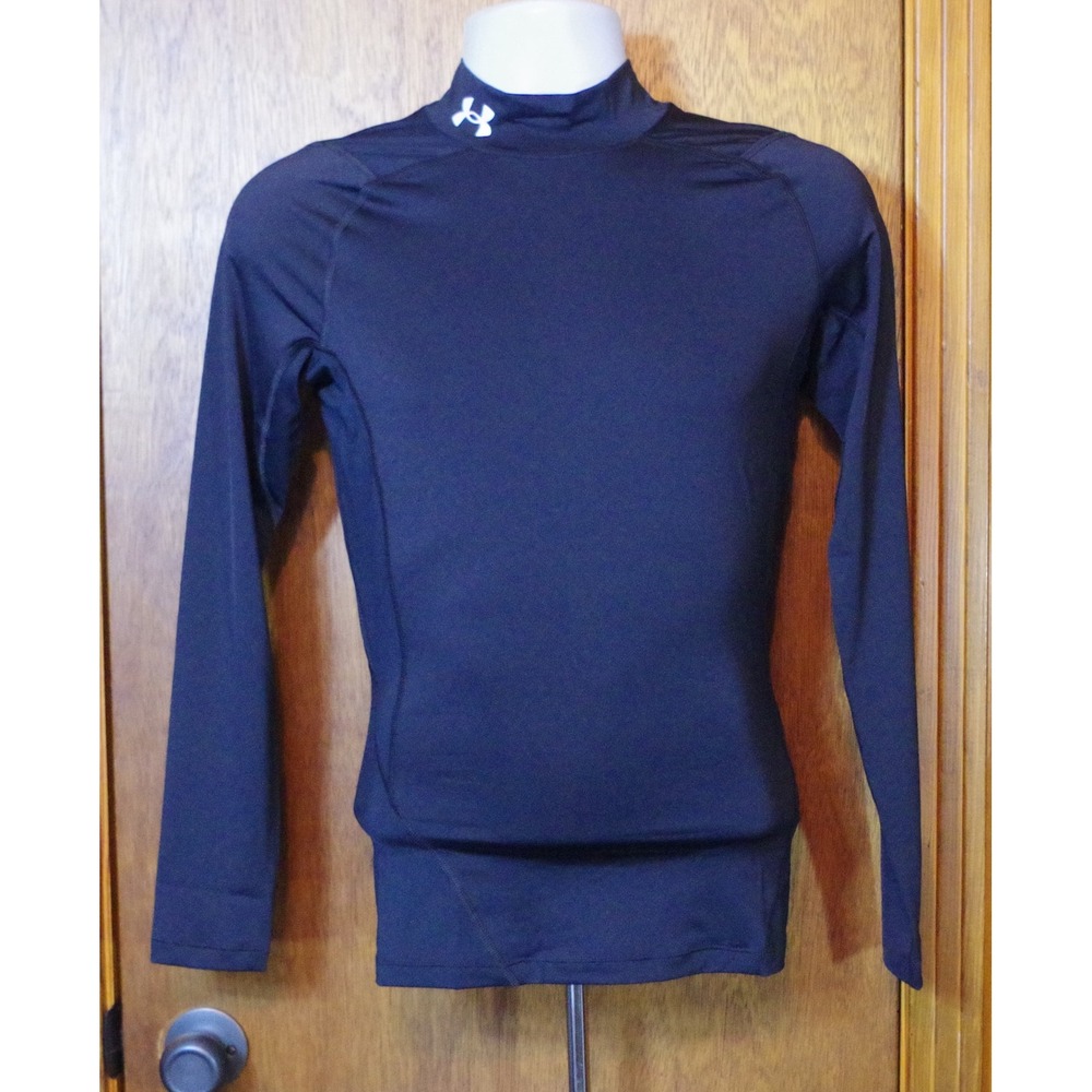 NWT Under Armour Mens Medium HeatGear Compression Mock Neck Long Sleeve Black
